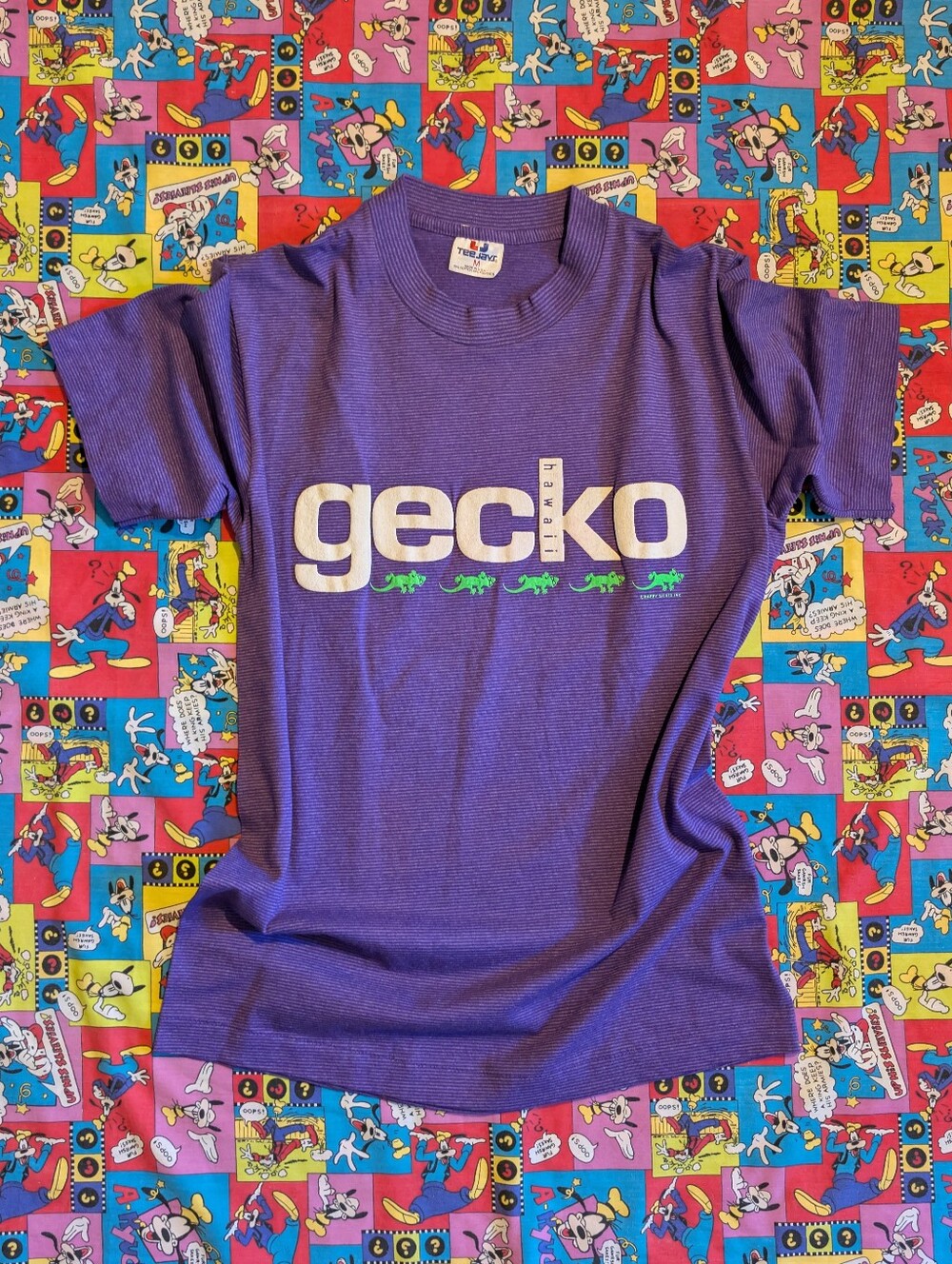 VTG 80's 90's Gecko Graphic Puff Print  Shirt M